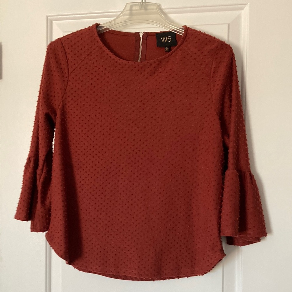 W5 | Bell sleeved blouse rust orange brown small